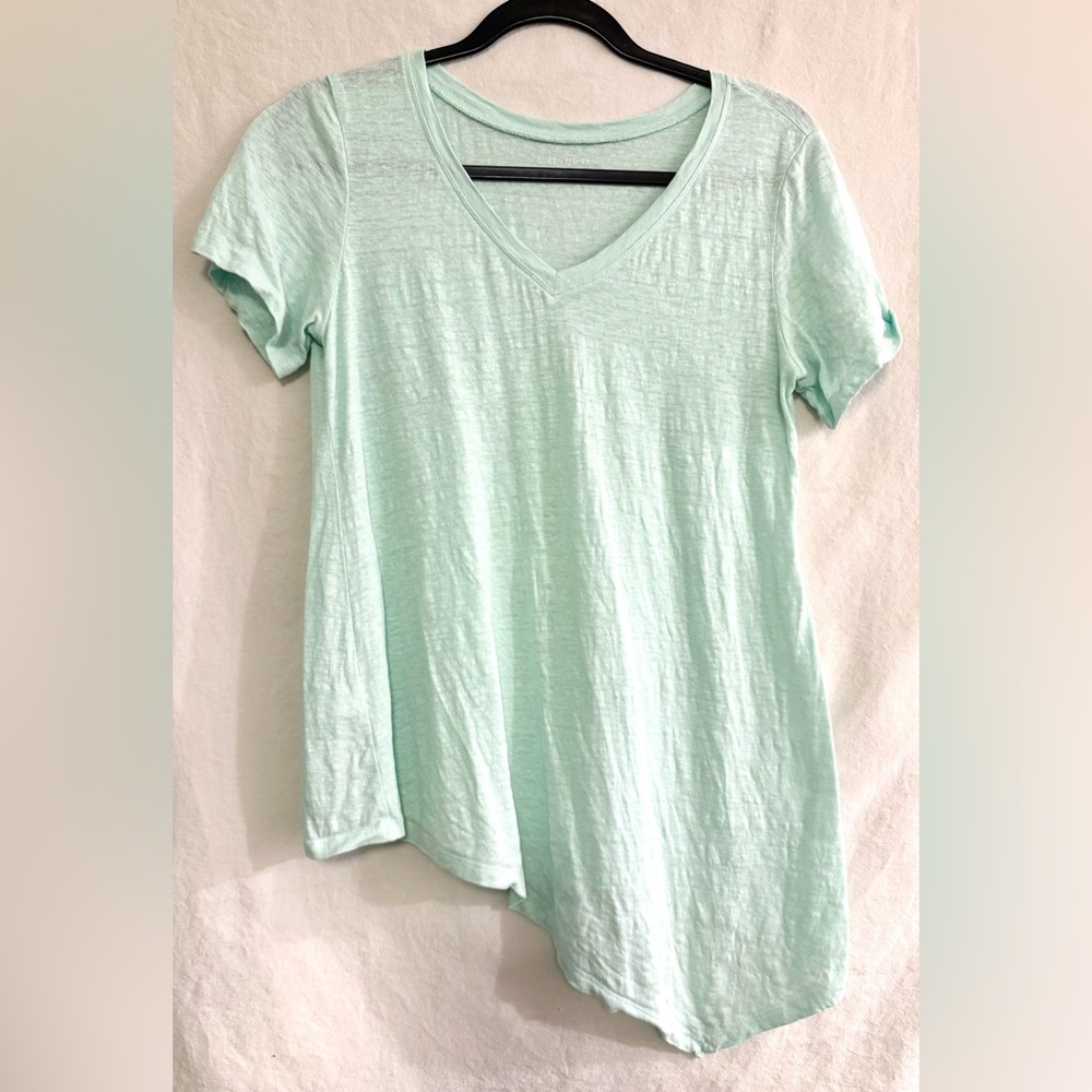 Eileen Fisher Organic Linen Asymmetrical V-neck‎ Tee